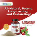 Fineland D-Mannose + Cranberry  1600Mg Per Serving  120 Vegan Capsules  Urinary Tract & Bladder Health Support  Non-Gmo, Gluten-Free, Made In Usa