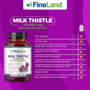 Fineland Milk Thistle Pills 50:1 Extract  120 Vegan Capsules - 20,000 Mg Strenght With 80% Silymarin Flavonoids  Liver & Antioxidant Support | 50X Concentrated Seed Extract - Non-Gmo, Made In Usa
