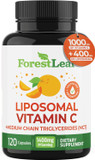 Forestleaf Liposomal Vitamin C 1000Mg Capsules | High Dose Vitamin C Liposomal Supplement W Coconut Oil Fatty Acids | Fast Absorption | Immune Support, Antioxidant, Collagen Production | 120 Vegan Cap