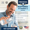 Freeda Buffered Vitamin C 500Mg  Kosher High-Potency Antioxidant & Immune Support  Gentle On The Stomach Calcium Ascorbate  100 Capsules