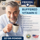Freeda Buffered Vitamin C Powder (Calcium Ascorbate)  Non-Acidic, Stomach-Friendly Vitamin C For Sensitive Individuals  Vegan, Kosher, Sugar-Free Immune Support  8 Oz