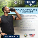 Freeda Calcium 600 Mg With Vitamin D3 400 Iu  Essential Bone Support Supplement  Kosher, Gluten-Free, Easy-To-Swallow Coated Tablets For Women & Men (100 Ct)