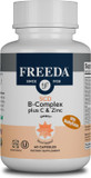 Freeda Scd B-Complex With Vitamin C & Zinc | Methylfolate & Active B12 | Vegan, Kosher (180 Capsules)