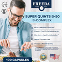 Freeda Vitamin B Complex - Super Quints B-50 - Kosher Super B Complex Vitamin Supplement For Women & Men With Vitamin B1 Vitamin B2 Vitamin B3 Vitamin B6 Vitamin B12 Plus Folic Acid (100 Capsules)
