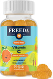 Freeda Vitamin C Kids Vitamin C Gummies - Kids Sugar Free Vit C Gummy Chewable For Adults, Teens & Children - Certified Kosher, Delicious Orange Flavor, Zero Sugar Immune Support Supplement (60 Ct)