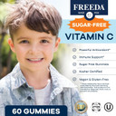 Freeda Vitamin C Kids Vitamin C Gummies - Kids Sugar Free Vit C Gummy Chewable For Adults, Teens & Children - Certified Kosher, Delicious Orange Flavor, Zero Sugar Immune Support Supplement (60 Ct)