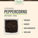 Frontier Co-Op Black Peppercorns Whole, 1Lb Bulk Bag - Tellicherry Black Pepper - Organic Peppercorns For Grinder Refill, Cooking, Pickling And More