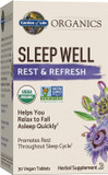 Garden Of Life Organics Sleep Well Rest & Refresh 30 Tablets, Lemon Balm, Green Tea Extract L-Theanine, Valerian Root, Chamomile, Probiotics-Organic Non-Gmo Vegan Gluten Free Herbal Supplement