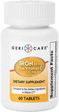 Gericare Iron 65Mg Plus Vitamin C 125Mg Tablets  High-Absorption Iron For Anemia Support, Red Blood Cell Production, Fatigue Reduction, And Immune Health  60 Count