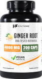 Ginger Root Extract, 4000Mg | 200 Veg Capsules | Gluten-Free | High Potency | Non-Gmo