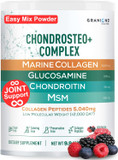 Glucosamine Chondroitin Msm Powder  Joint Supplements For Men And Women - Chondrosteo, Hydrolyzed Marine Collagen Peptides, Essential Vitamins Minerals Nutritional Complex  Wild Berry 9.9Oz
