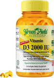 Greenfield Nutritions Halal Vitamin D3 2000 Iu Softgel - 50 Mcg High Potency D3, 120 Unflavored Mini Softgels - Halal Vitamins D With Halal Beef Gelatin, Supports Immune Bone Teeth Brain And Hair