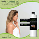 Greenive Flax Seed Oil 100% Pure Cold Pressed High Omegas Exclusively On Amazon (16 Fl Oz)