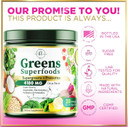 Greens Superfood Powder, Organic Spirulina & Chlorella Greens With Prebiotics & Probiotics, Gut Health & Bloating Support For Women, Green Drink Powder For Digestive & Energy Support - 28 Servings