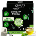 Greenypeeps Organic Green Tea Bags - Mellow Flavor - Pure Top Leaves - Net Carbon Negative - Premium Eco-Friendly - 100 Ct
