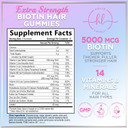 Hair Vitamins Gummies - Biotin 5000 Mcg With Vitamin E, C & Zinc, Hair Growth Vitamins For Women & Men - Stronger, Beautiful Hair, Skin & Nails Supplement, Non-Gmo & Gluten-Free - 120 Gummy Bears