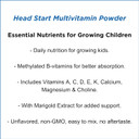 Head Start Multivitamin Powder | Essential Nutrients For Growing Children, Methylated B-Vitamins, Easy To Mix, No Flavors, Sweeteners, Or Preservatives | 60 Servings - 2.4 Oz