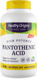 Healthy Origins Pantothenic Acid 500 Mg (Vitamin B5, Vegan, Non-Gmo, High Strength, Energy Boost And Metabolism Support, Tiredness & Fatigue, Acne Supplement For Skin Care), 240 Veggie Caps