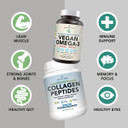 Healthy Skin & Joints Bundle - Premium Vegan Omega-3 (120 Capsules) From Marine Algae + Grass-Fed Collagen Peptides Powder (1Kg - 100 Servings) Non-Gmo. Radiant Skin, Joints, Bones & Graceful Aging