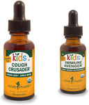 Herb Pharm Kids Certified-Organic Alcohol-Free Cough Crusader Wild Cherry Liquid Herbal Formula & Immune Avenger Herbal Formula Bundle, 1 Fl Oz & 1 Ounce