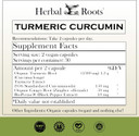 Herbal Roots - Turmeric Curcumin Capsules - Extra Strength - 1000Mg Pure Organic Turmeric Supplement, 95% Standardized Curcumin Extract With Bioperine Pepper And Ginger