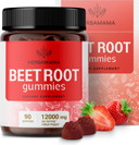 Herbamama Beet Root Gummies - 12000Mg Red Beets With Black Pepper Extract For Overall Support - Vegan, Non-Gmo Antioxidant Supplement - 90 Pectin-Based Strawberry-Flavored Chews