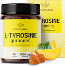 Herbamama L-Tyrosine Gummies - 1000Mg L-Tyrosine For Brain Clarity Support - Vegan, Non-Gmo Energy And Focus Supplement - 90 Pectin-Based Mango-Flavored Chews