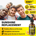 Herbify Vitamin D3 10000 Iu - Made In Usa Liquid Vitamin D Drops - Bone Strength And Immune Support Supplement - Sunshine Replacement - D3 Vitamin Bone And Teeth Supplement - 2 Oz