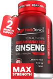 Herbtonics Korean Red Panax Ginseng 1500Mg - Energy Supplement For Peak Performance, Focus & Vitality - High Potency Ginseng Root Extract - 120 Vegan Capsules