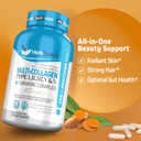 Herbtonics Multi Collagen + Turmeric Complex  Hydrolyzed Multi-Collagen (Types I, Ii, Iii, V, X) Capsules With 95% Curcuminoids & Bioperine  Supports Skin, Hair & Gut Health  90 Veg Capsules