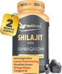 Herbtonics Shilajit For Men & Women With Ashwagandha, Korean Red Ginseng, Rhodiola Rosea, Ginkgo Biloba, Tongkat Ali | Fulvic Acid & Trace Minerals For Stamina & Immunity | 60 Vegan Capsules