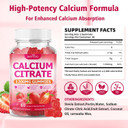 High Absorption Calcium Citrate Gummies 1200Mg - Bone & Teeth Support For Adults & Kids, Vegan Sugar-Free Gummies, Strawberry Flavor, 60 Count