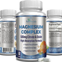 High Absorption Magnesium Citrate Complex 500Mg Magnesium Citrate & Oxide  Supports Calm Sleep, Muscle Cramp Relief, Muscle Recovery, Healthy Teeth & Bones, Non-Gmo  60 Vegetable Capsules
