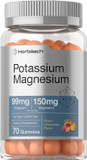 Horbäach Potassium Magnesium Supplement Gummies | Peach Strawberry Flavor | 70 Count | Vegan, Non-Gmo, And Gluten Free Formula
