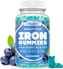 Iron Gummies For Women & Men - Iron Supplement With Vitamin B6, B12, C, Zinc, Folate For Adults & Kids - Support Iron Deficiency, Anemia, Energy Boost, Blood Builder - Sugar Free 60Ct Mixed Berry