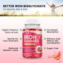 Iron Gummies With Multivitamin, Iron Supplement For Women & Men With Zinc, Vitamin B Complex & C, B12, Folate - Blood Builder & Energy Support For Adults & Kids - Blueberry Flavor, Vegan 60 Gummies