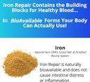 Iron Repair Simply Natural Iron Supplement, Best Absorption & Gentle On Stomach, Monash Low Fodmap, Raise Hemoglobin & Ferritin Iron Pills For Women, Men, Teens, & Pregnancy 90 Bovine Gelatin Capsules