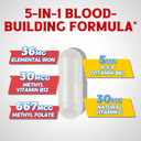 Iron Supplement For Women & Men, With Vitamins C, B6, B12 & Folate For Iron Deficiency, Blood Building & Energy Support, Stomach Friendly, Better Absorption, Non-Gmo, No Gluten, 60 Vegan Caps