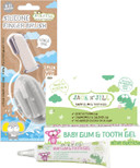Jack N' Jill Stage 1 Silicone Finger Toothbrush, Baby Gum And Tooth Gel Bundle - Baby Toothbrush 6 To 12 Months, Natural Gum And Teething Relief Gel - Two Brushes Plus Case, 0.5 Fl Oz