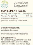 Jamaican Dogwood 120 Capsules, 500 Mg, Wildcrafted Jamaican Dogwood (Piscidia Piscipula) Dried Bark (120 Capsules)