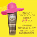 Jergens Natural Glow Instant Sun Tanning Moisturizer + Bronzer, Lightweight Sunless Tanning For Natural-Looking Color, Light Bronze, 6 Oz
