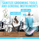 Jj Care Disinfectant Jar (35Oz) - Barber Disinfectant Jar Glass, Sanitizer Container W/Stainless Steel Removable Strainer & Cap For Manicure, Salon, Spa And Barber Tools - Silver Lid