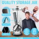 Jj Care Disinfectant Jar (35Oz) - Barber Disinfectant Jar Glass, Sanitizer Container W/Stainless Steel Removable Strainer & Cap For Manicure, Salon, Spa And Barber Tools - Silver Lid