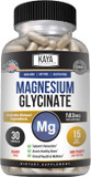 Kaya Naturals Magnesium Glycinate 183Mg Per Caps, Chelated For Maximum Absorption, Non-Gmo, No Gluten Dairy & Soy, Supports Muscle And Heart Health 30 Count