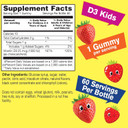 Kids Vitamin D3 Gummies - 1000 Iu (25 Mcg)- Supports Bone Strength And Immunity - Non-Gmo, Gluten-Free - Strawberry Flavor - Nutritional Supplement - 60 Servings