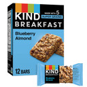 Kind Breakfast Bars, Blueberry Almond, Healthy Snacks, Gluten Free, 100% Whole Grains, 3G Protein, 6 Count