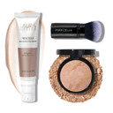 Laura Geller New York Baked Balance-N-Brighten Powder Foundation - Fair + Spackle Super-Size Skin Perfecting Makeup Primer - Ethereal Rose Glow + Retractable Airbrush Kabuki Brush