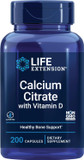 Life Extension Calcium Citrate With Vitamin D, Super-Absorbable Calcium To Support Optimal Bone Health, Gluten-Free, Non-Gmo, 200 Capsules