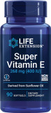 Life Extension Super Vitamin E 268 Mg Non-Synthetic For Whole-Body Health, Gluten Free, Non-Gmo, 90 Count