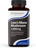Lifeseasons Essentials Lion'S Mane Mushroom - Support Healthy Brain Function & Emotional Balance - Stimulate Nerve & Brain Cell Growth - Mood Enhancer - 1000Mg Per Serving - 60 Capsules